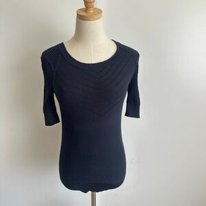 Marc By Marc Jacobs XS Top Knit Chevron Ribbed 3/4 Sleeve Stretch